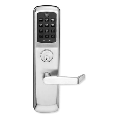 Yale nexTouch Z-Wave Plus v2 Pushbutton Keypad Exit Trim, Augusta Lever, Z-Wave 700, Satin Chrome